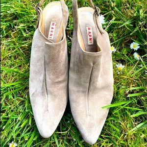 Marni suede sling-back high heel clog